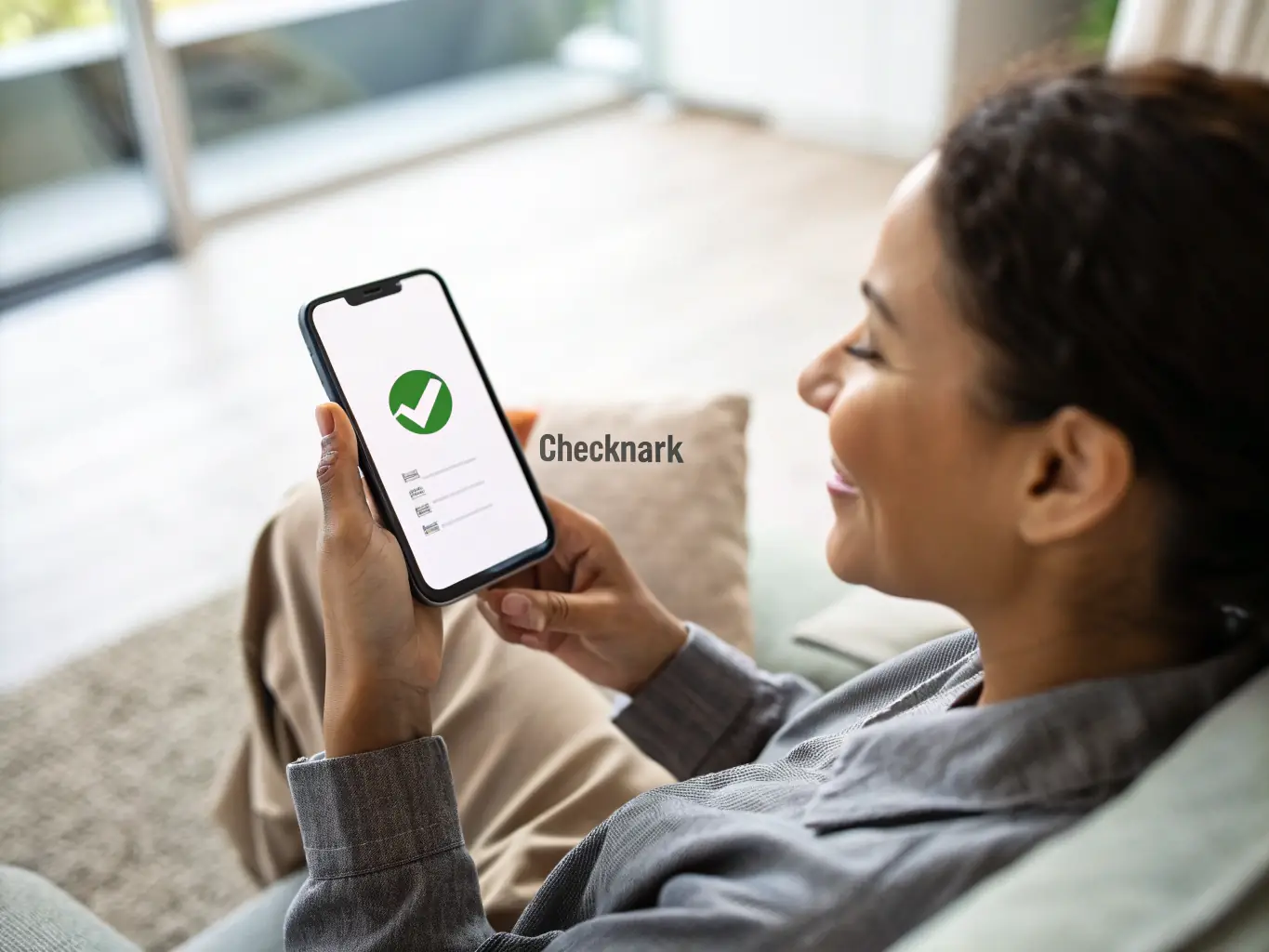 An image of a mobile phone screen showing a successful recharge notification with a user smiling, emphasizing the instant recharge feature.